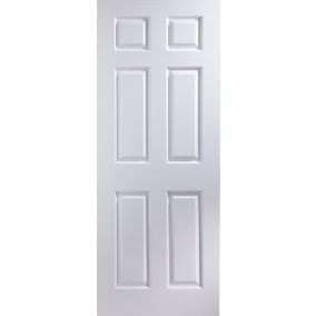 6 panel Unglazed Contemporary White Woodgrain effect Internal Door, (H)2040mm (W)826mm (T)40mm