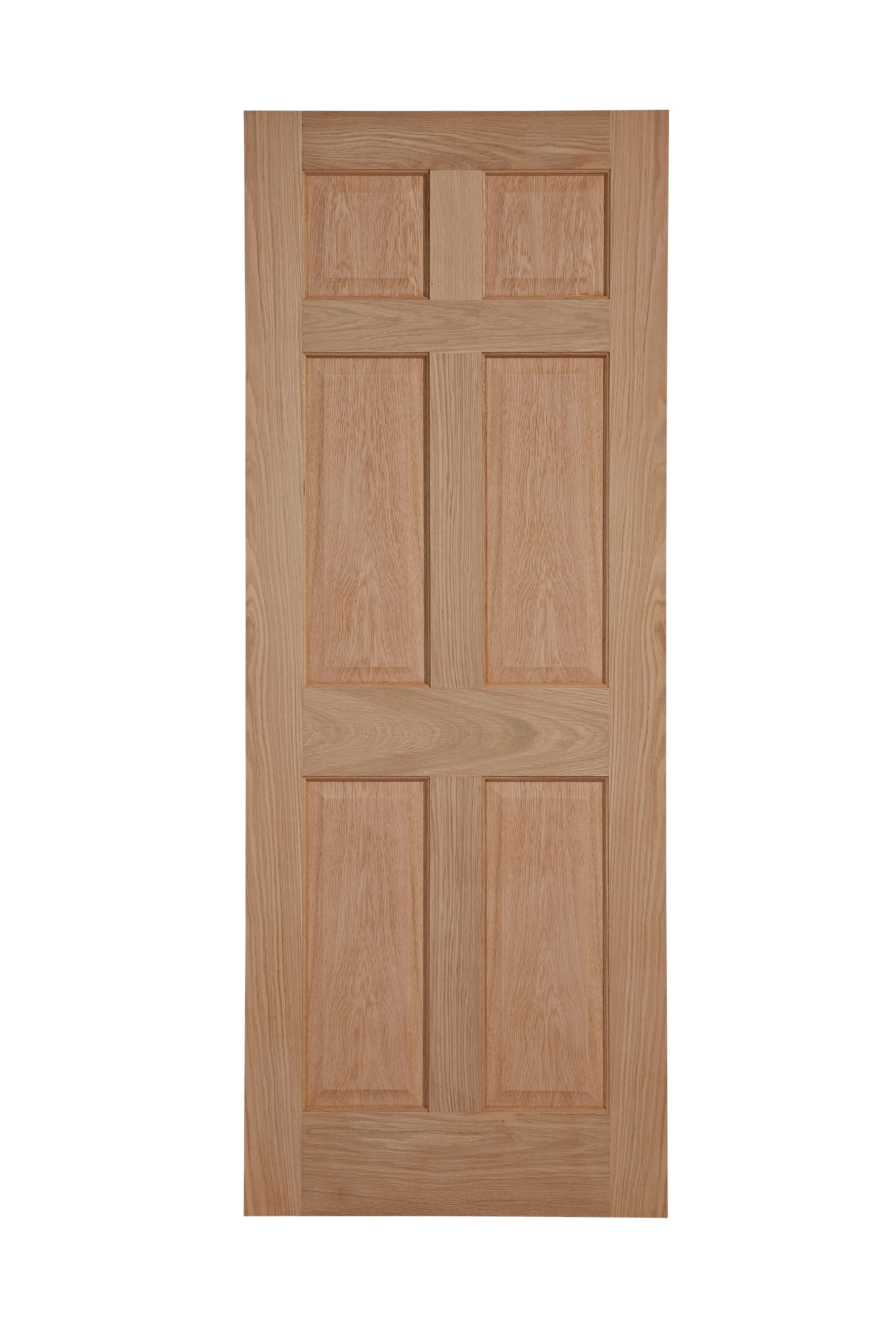 6 panel Unglazed Oak veneer Internal Door, (H)1981mm (W)686mm (T)35mm