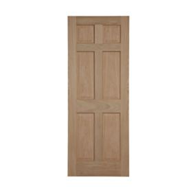 6 panel Unglazed Oak veneer Internal Door, (H)1981mm (W)838mm (T)35mm