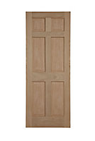6 panel Unglazed Oak veneer Internal Timber Door, (H)1981mm (W)838mm (T)35mm