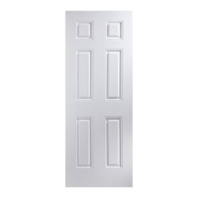 6 panel Unglazed Smooth White Timber Internal Door, (H)1981mm (W)762mm (T)44mm
