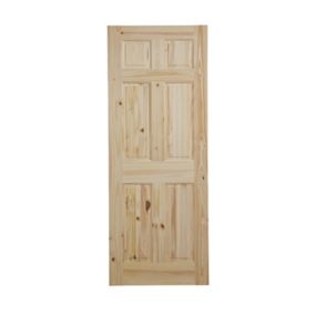 6 panel Unglazed Victorian Internal Knotty pine Door, (H)1981mm (W)838mm (T)35mm