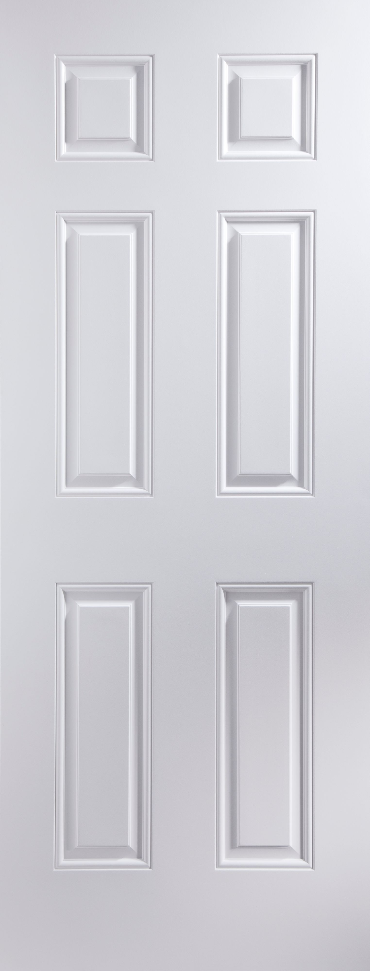 6 panel Unglazed White Internal Door, (H)1981mm (W)762mm (T)35mm