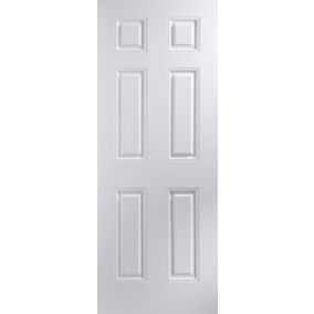 6 panel Unglazed White Internal Door, (H)2040mm (W)826mm (T)40mm