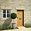6 panel White oak veneer Reversible External Front Door set & letter plate, (H)2125mm (W)907mm