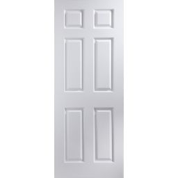 6 panel White Woodgrain effect Internal Door, (H)2040mm (W)926mm (T)40mm