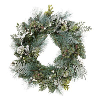 60cm Glitter effect Foliage Wreath - Mint green