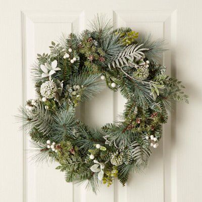 60cm Glitter effect Foliage Wreath - Mint green