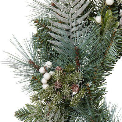 60cm Glitter effect Foliage Wreath - Mint green