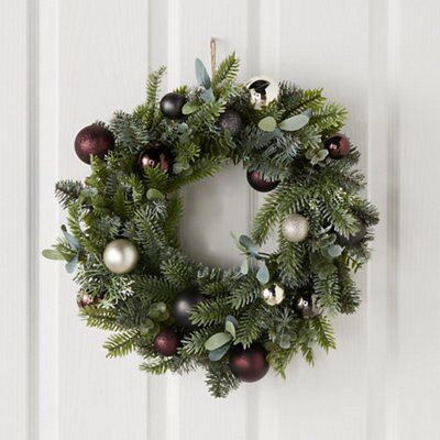 60cm Green Decorated bauble Wreath
