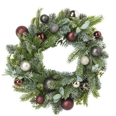 60cm Green Decorated bauble Wreath