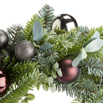 60cm Green Decorated bauble Wreath