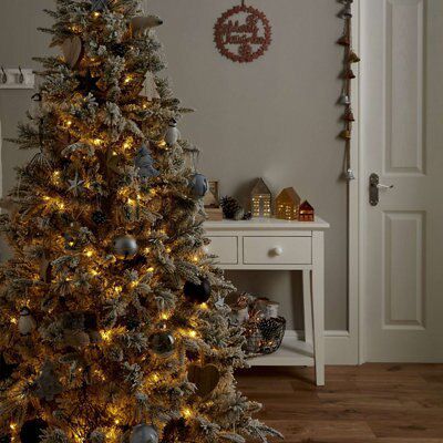 6ft Corbier Flocked effect Hinged Full Artificial Christmas tree - Green & white