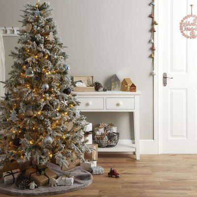 6ft Corbier Flocked effect Hinged Full Artificial Christmas tree - Green & white