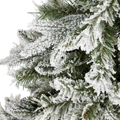 6ft Corbier Flocked effect Hinged Full Artificial Christmas tree - Green & white