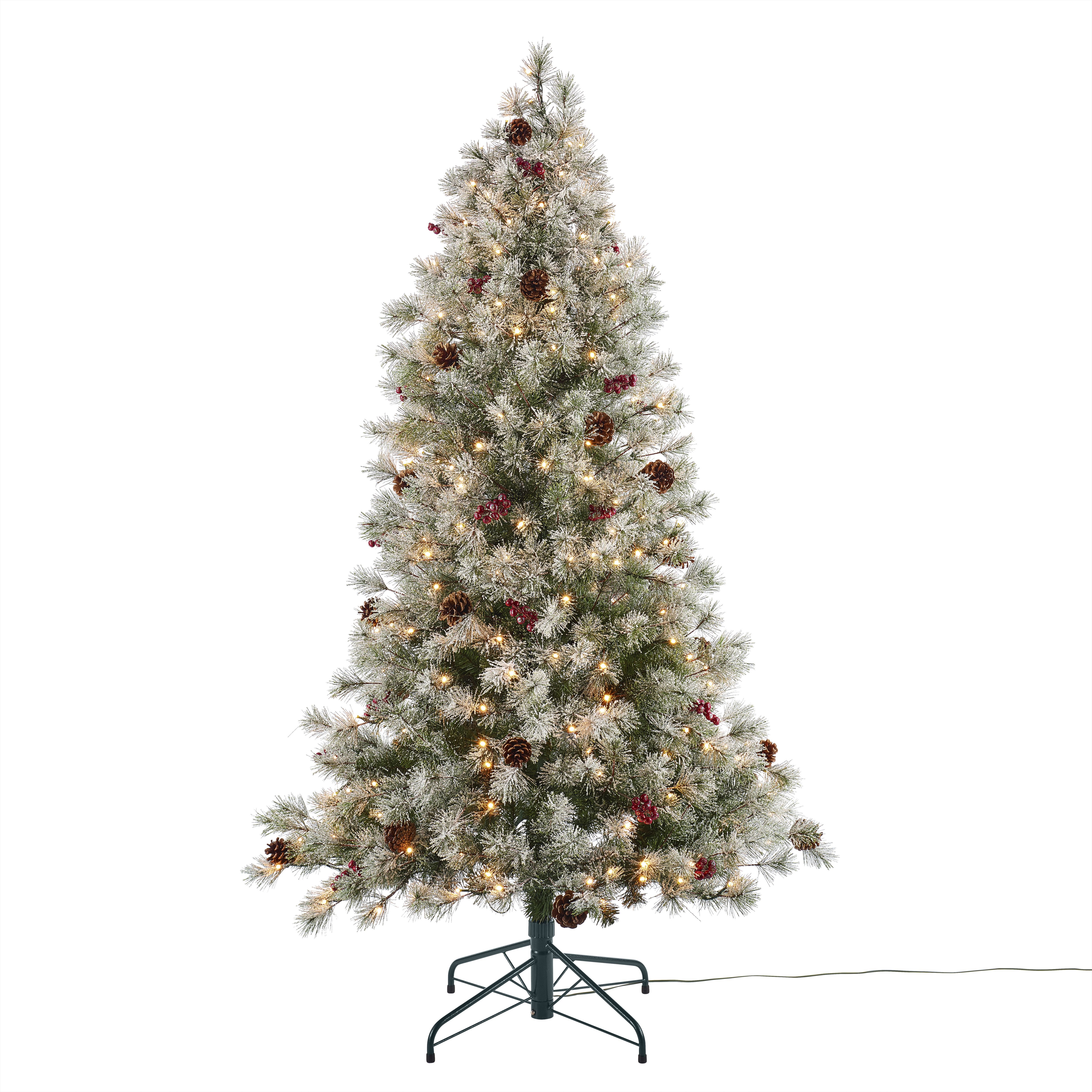 6ft Fairview Berry & pine cone Pre-lit Artificial Christmas tree | DIY ...