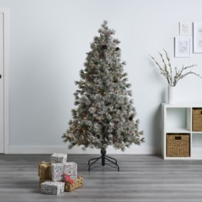 6ft Full Forrester Green Berry & pinecone Pre-lit Artificial Christmas tree