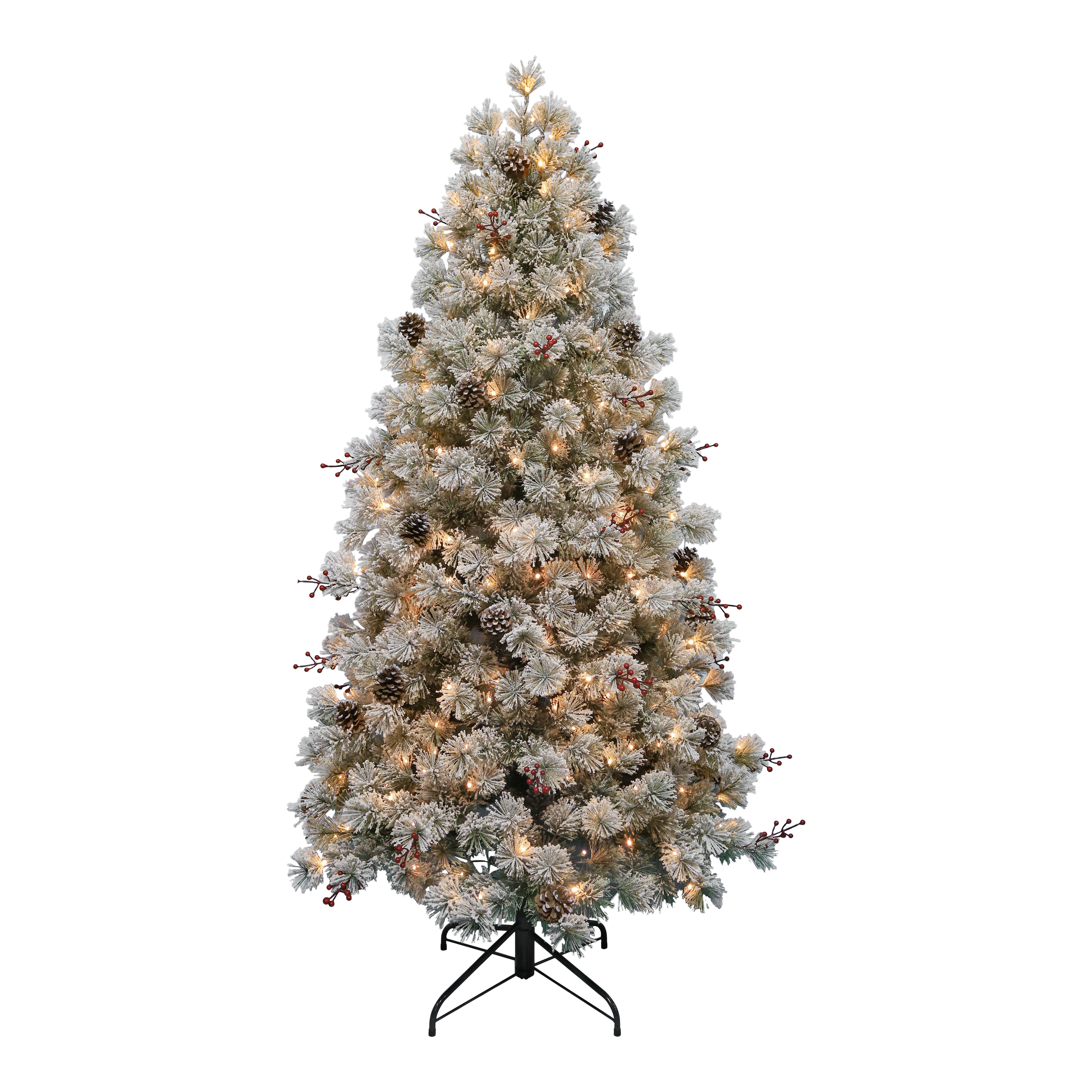 6ft Full Forrester Warm white LED Berries & Pine Cones Pre-lit Artificial christmas tree