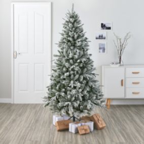 6ft Kabru Snowy Green Snow tipped effect Hinged Full Artificial christmas tree