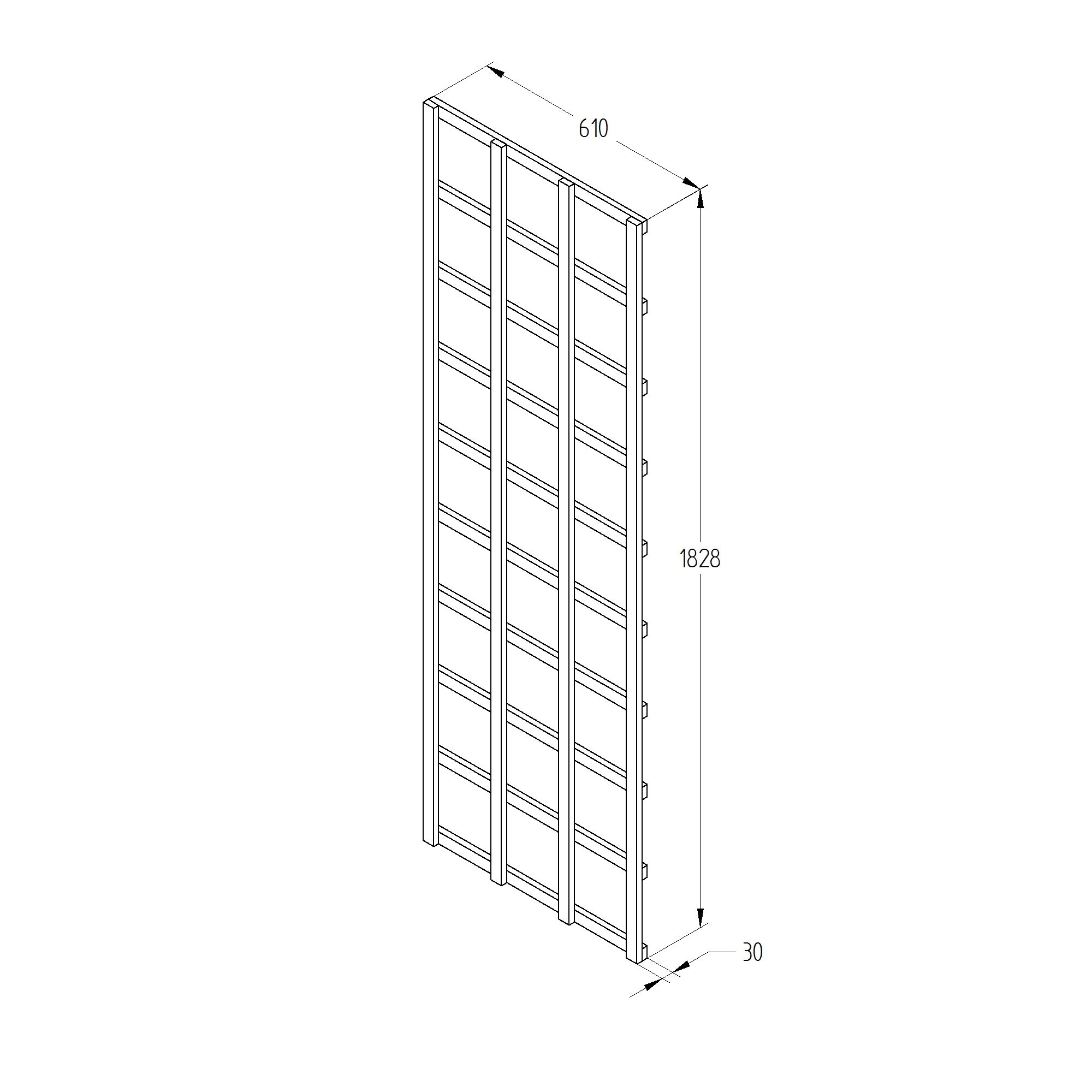 6ft Pine Trellis panel, Pack of 5 (W)61cm x (H)183cm