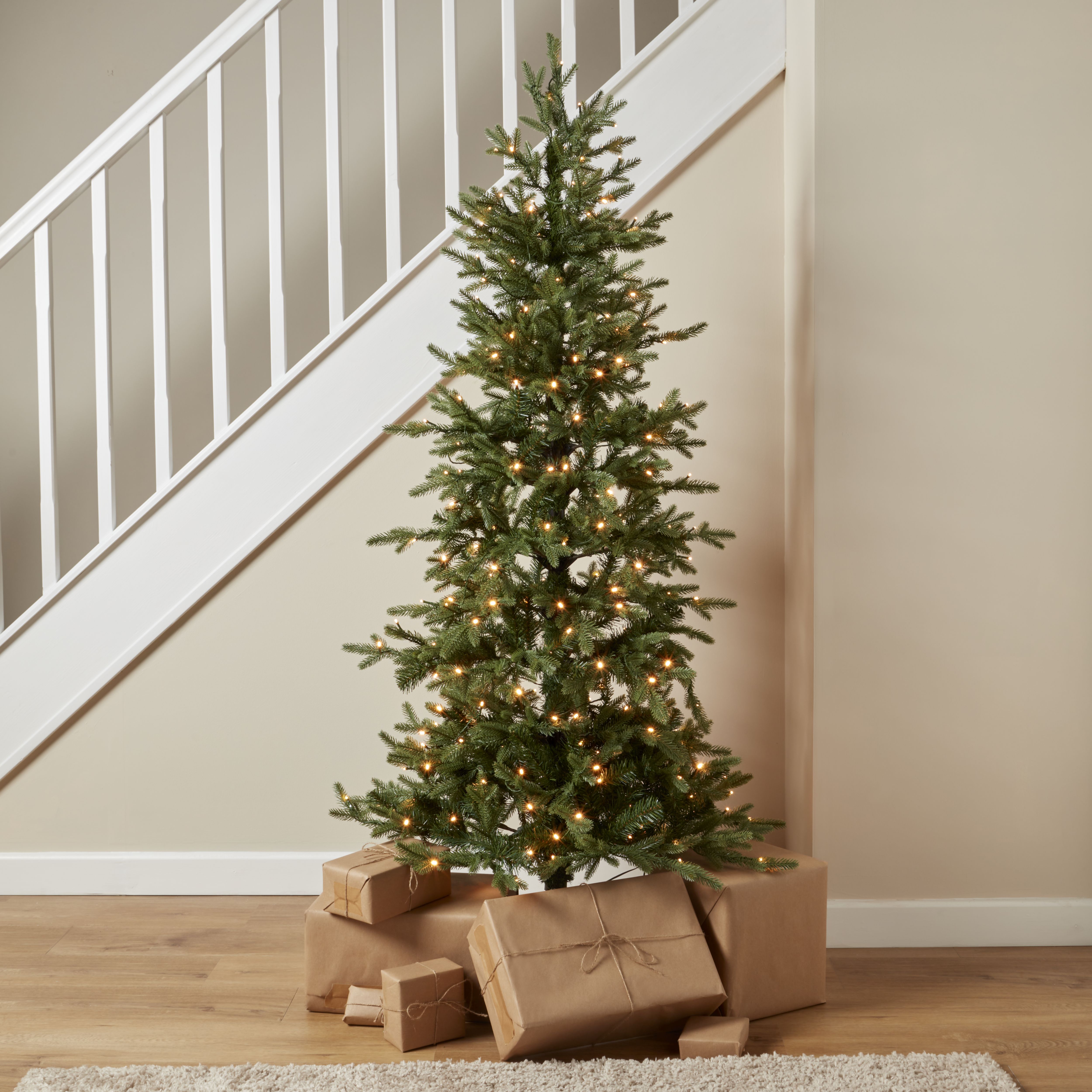 6ft Slim Thetford Warm white LED Pre-lit Artificial Christmas tree - Green