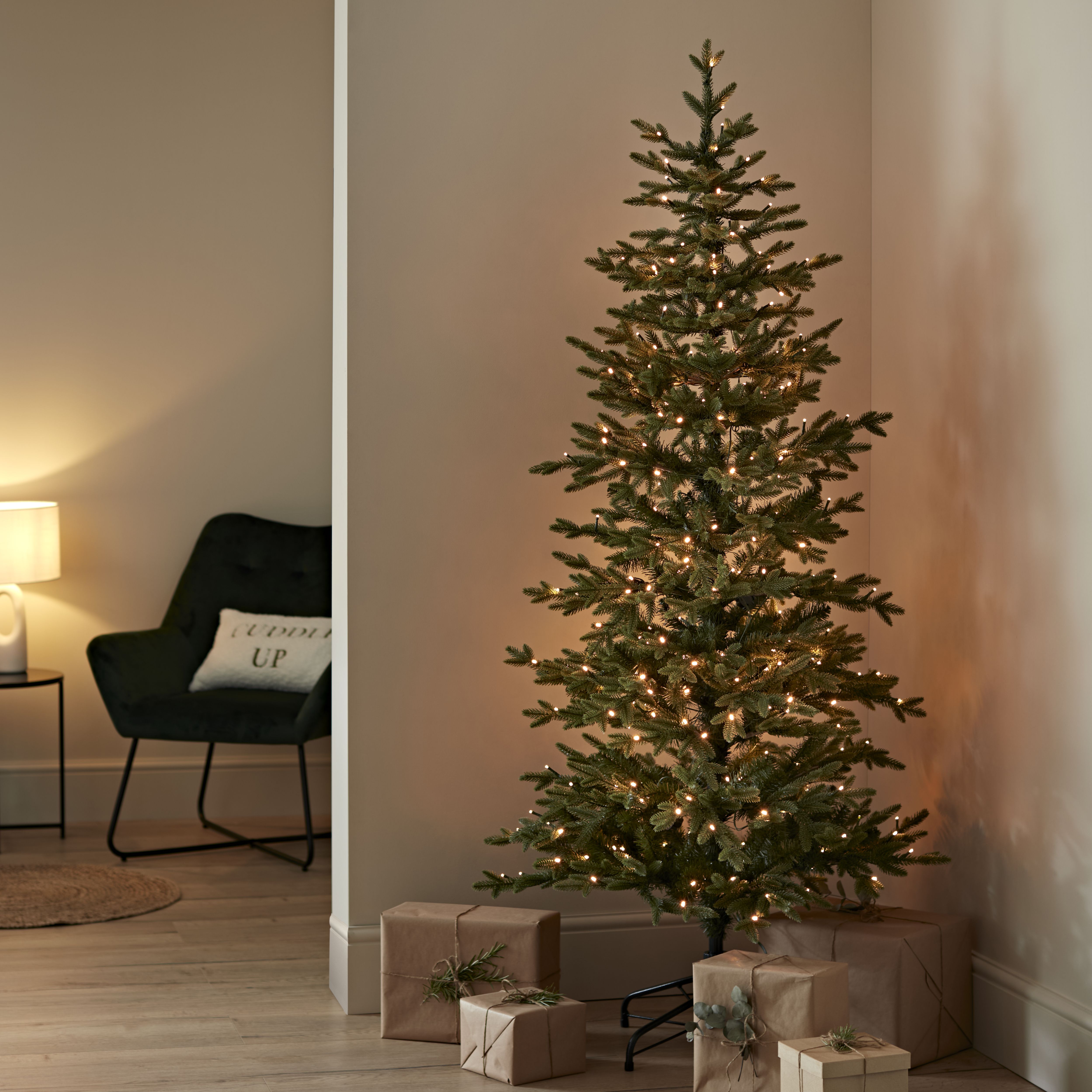6ft Slim Thetford Warm white LED Pre-lit Artificial Christmas tree - Green