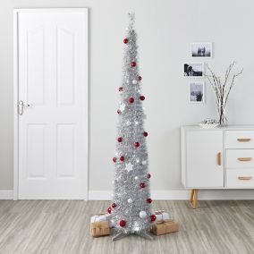 6ft Slim Trevalli Pre-decorated Pre-lit Artificial Christmas tree