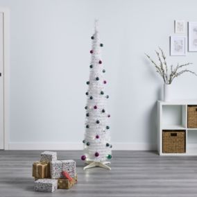 6ft Slim Trevalli White Pre-decorated Pre-lit Artificial Christmas tree