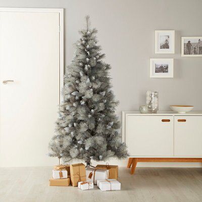 6ft Tula Snow effect Silver effect Snow tipped effect Hinged Full Artificial Christmas tree