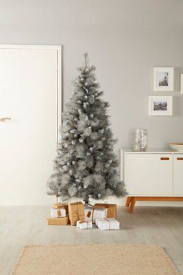 6ft Tula Snow effect Silver effect Snow tipped effect Hinged Full Artificial Christmas tree