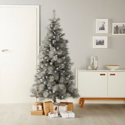 6ft Tula Snow effect Silver effect Snow tipped effect Hinged Full Artificial Christmas tree