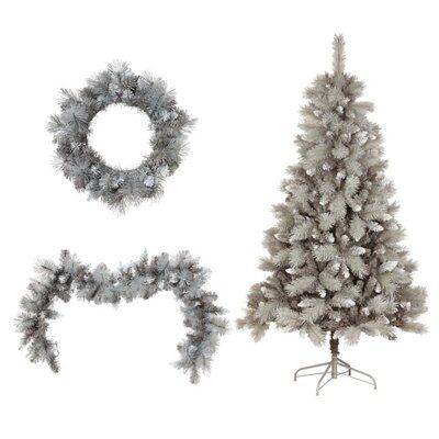 6ft Tula Snow effect Silver effect Snow tipped effect Hinged Full Artificial Christmas tree