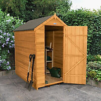 6x4 Apex Dip treated Overlap Golden brown Wooden Shed with floor (Base included)
