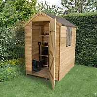6x4 Apex Pressure treated Overlap Green Wooden Shed with floor - Assembly service included