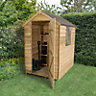 6x4 Apex Pressure treated Overlap Green Wooden Shed with floor (Base included)