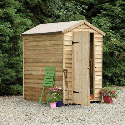 6x4 Larchlap Apex Roof Overlap Wooden Shed With Assembly Service Base ...