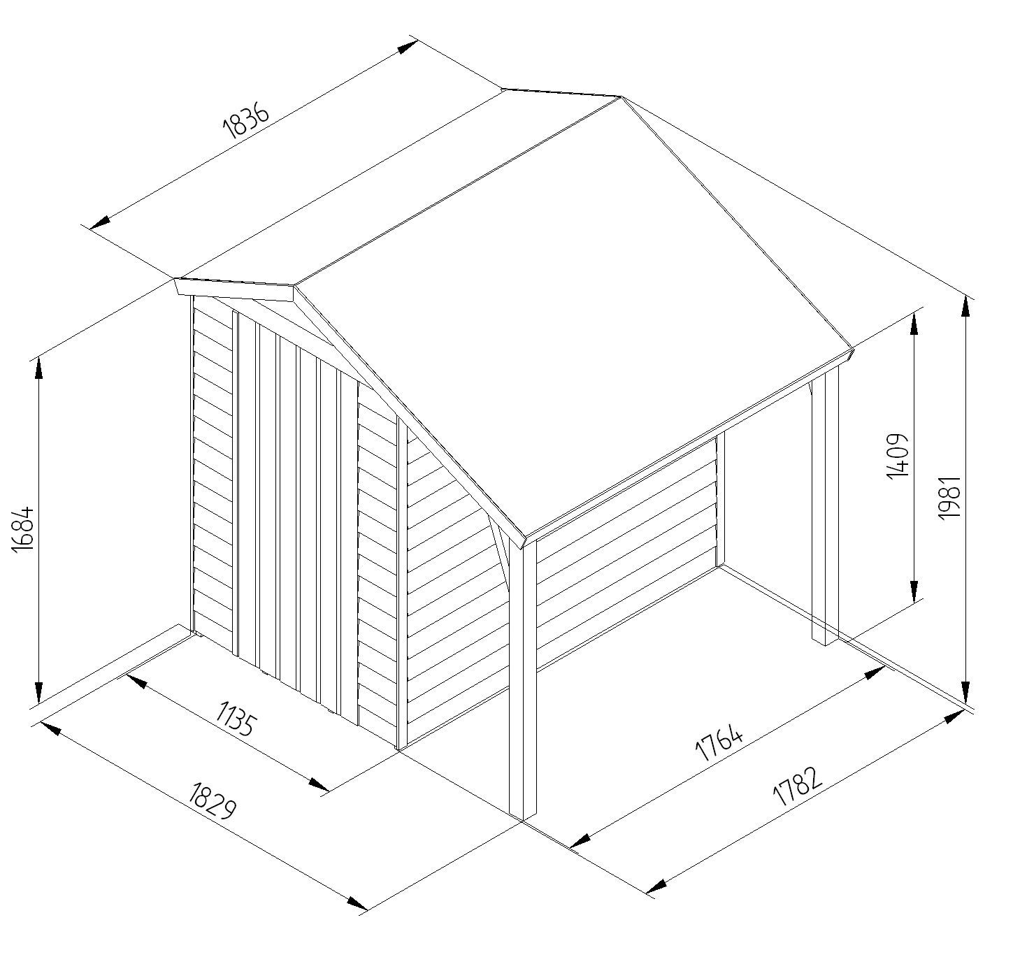 6x4 Larchlap Apex Roof Overlap Wooden Shed With Lean To | DIY At B&Q