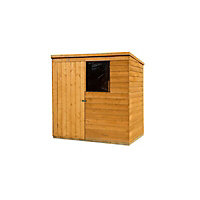 6x4 Pent Dip treated Overlap Golden brown Wooden Shed