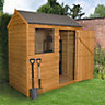 6x4 Reverse apex Dip treated Overlap Golden brown Wooden Shed with floor (Base included) - Assembly service included