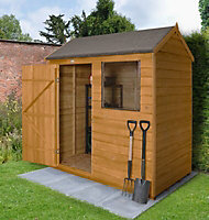 6x4 Reverse apex Dip treated Overlap Golden brown Wooden Shed with floor
