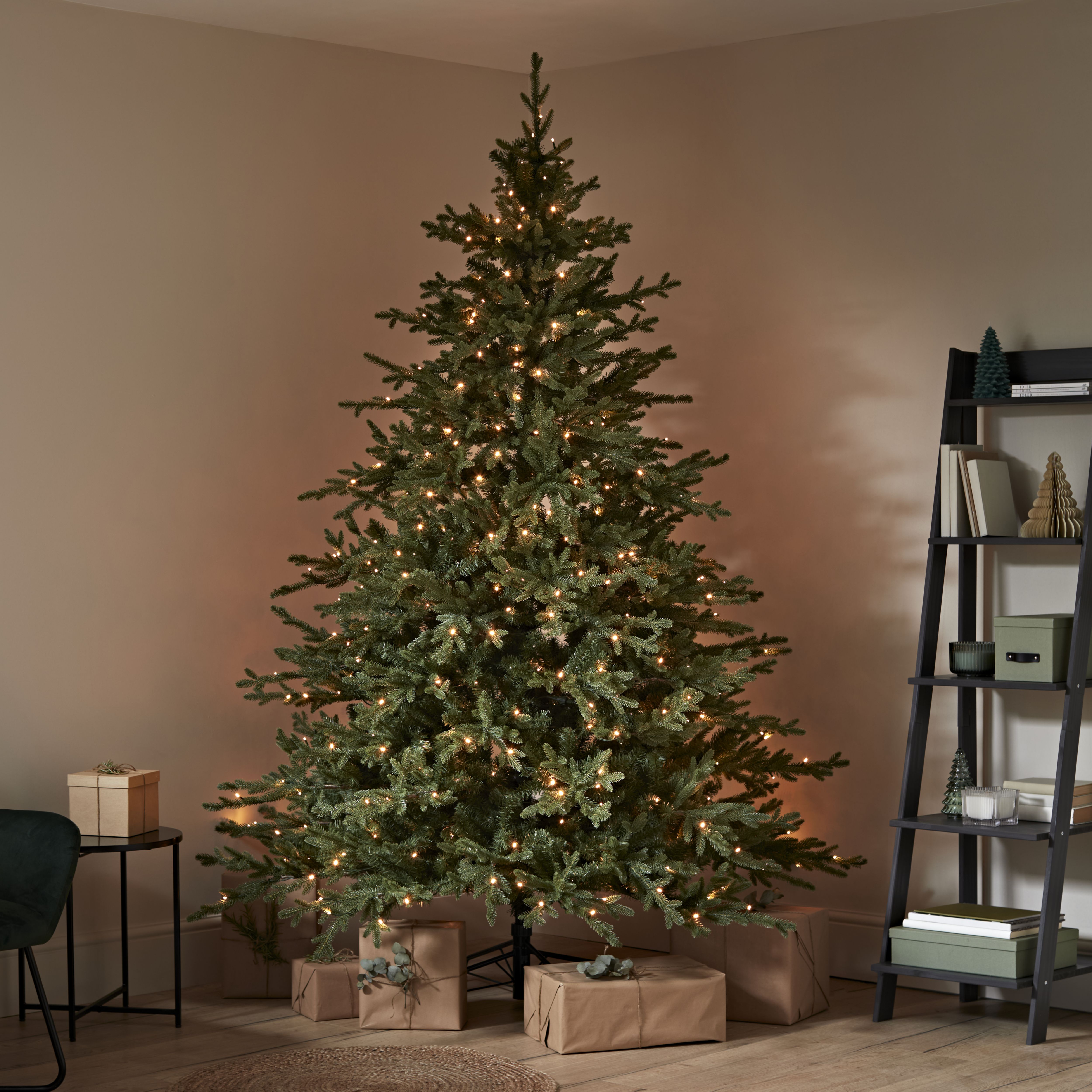 7.6ft Full Thetford Warm white LED Natural Pre lit Artificial christmas tree