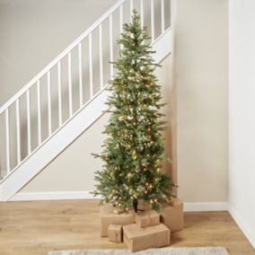 7.6ft Slim Thetford Warm white LED Natural Pre-lit Artificial christmas tree