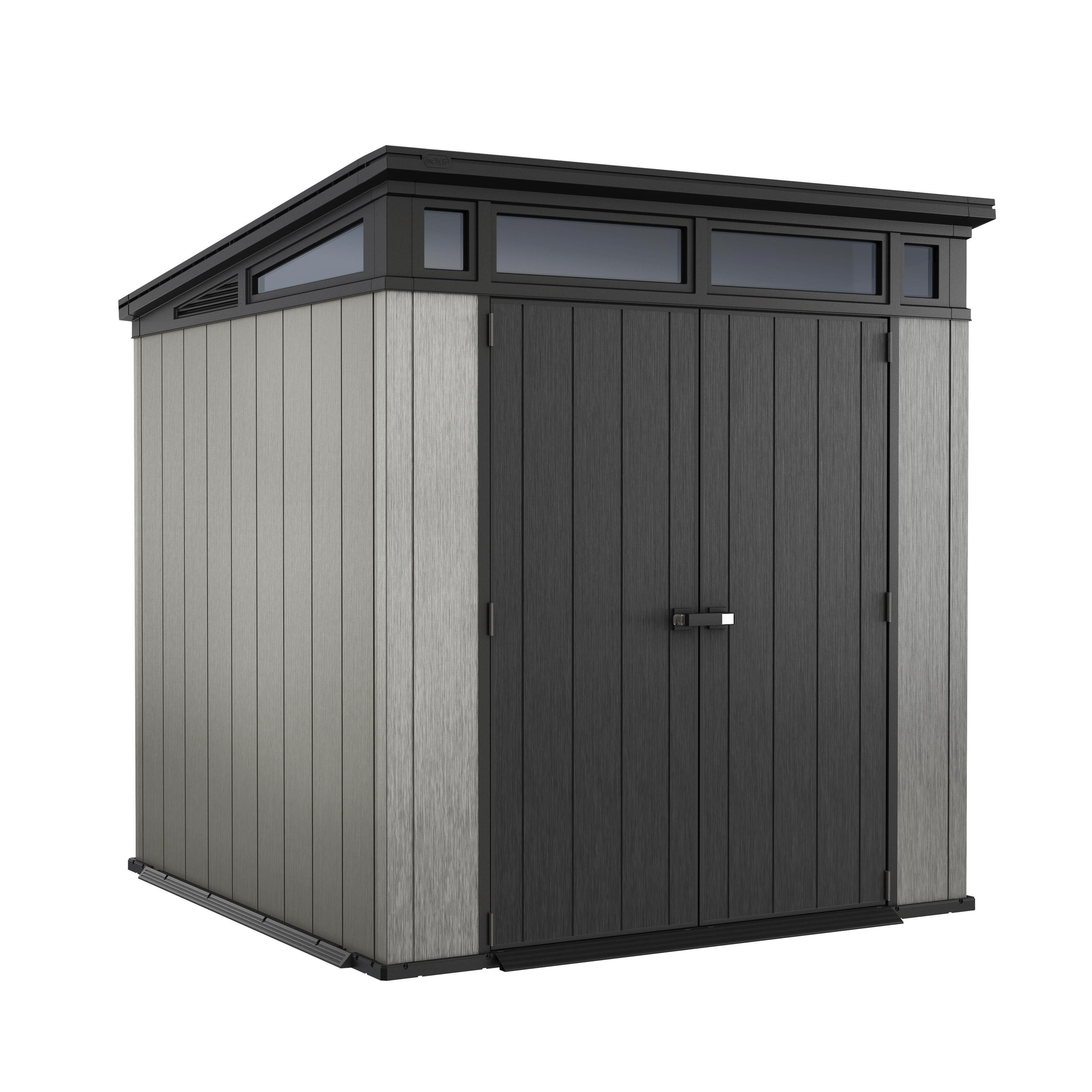 7x7 keter apex double wall resin plastic & metal shed