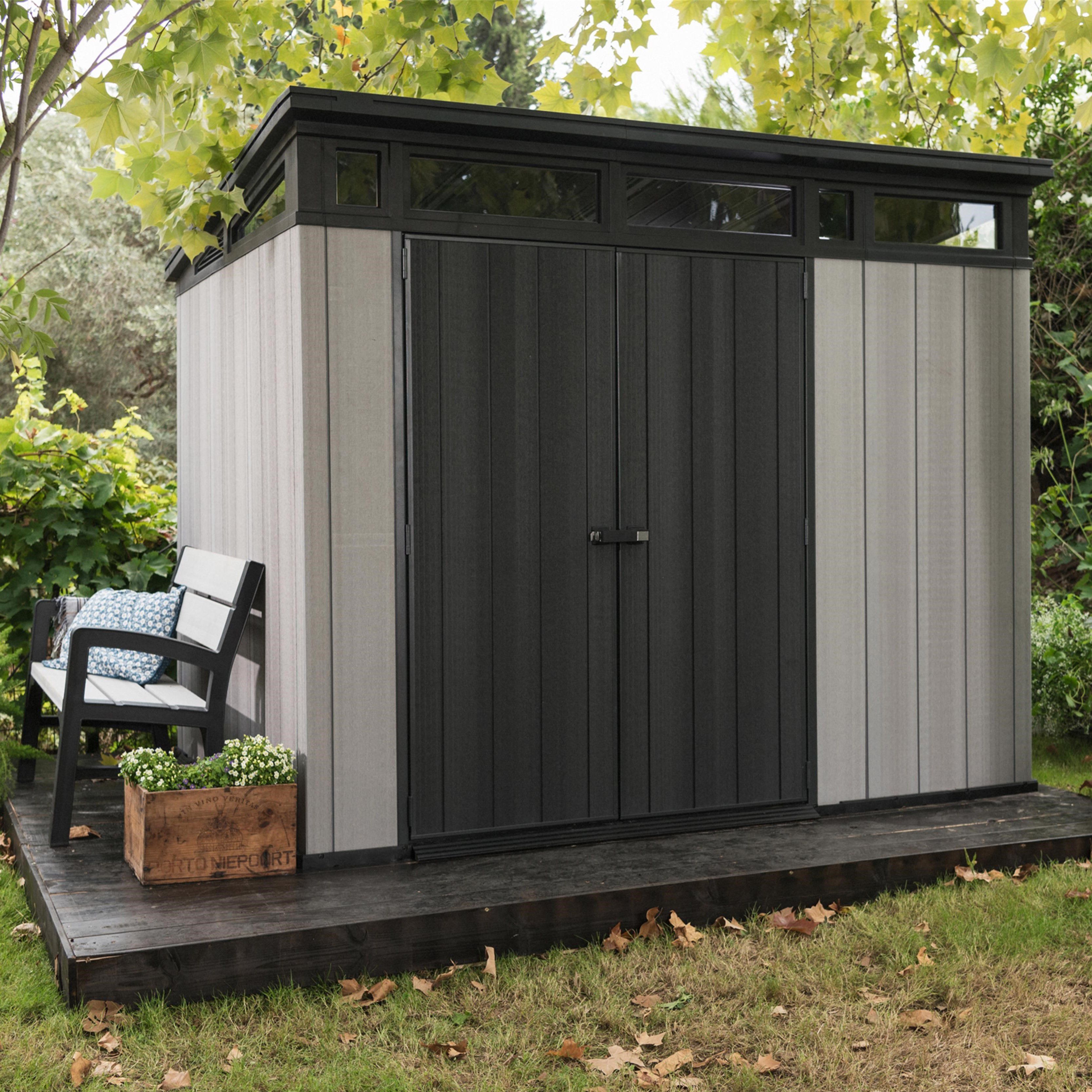 Keter Artisan 9X7 Ft Pent Tongue & Groove Grey Plastic Shed With Floor