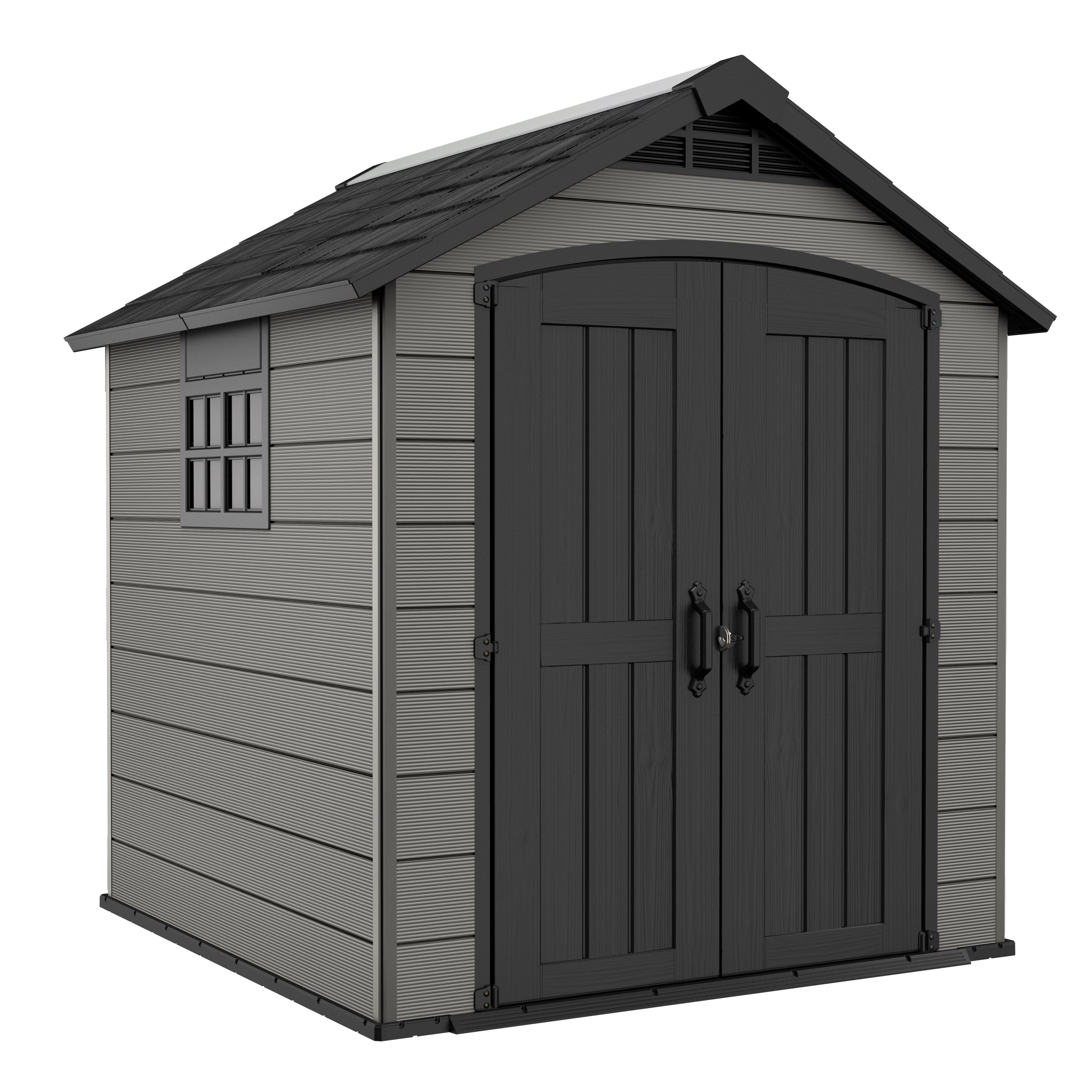 Keter Premier Apex Tongue & Groove Grey Plastic Shed With Floor