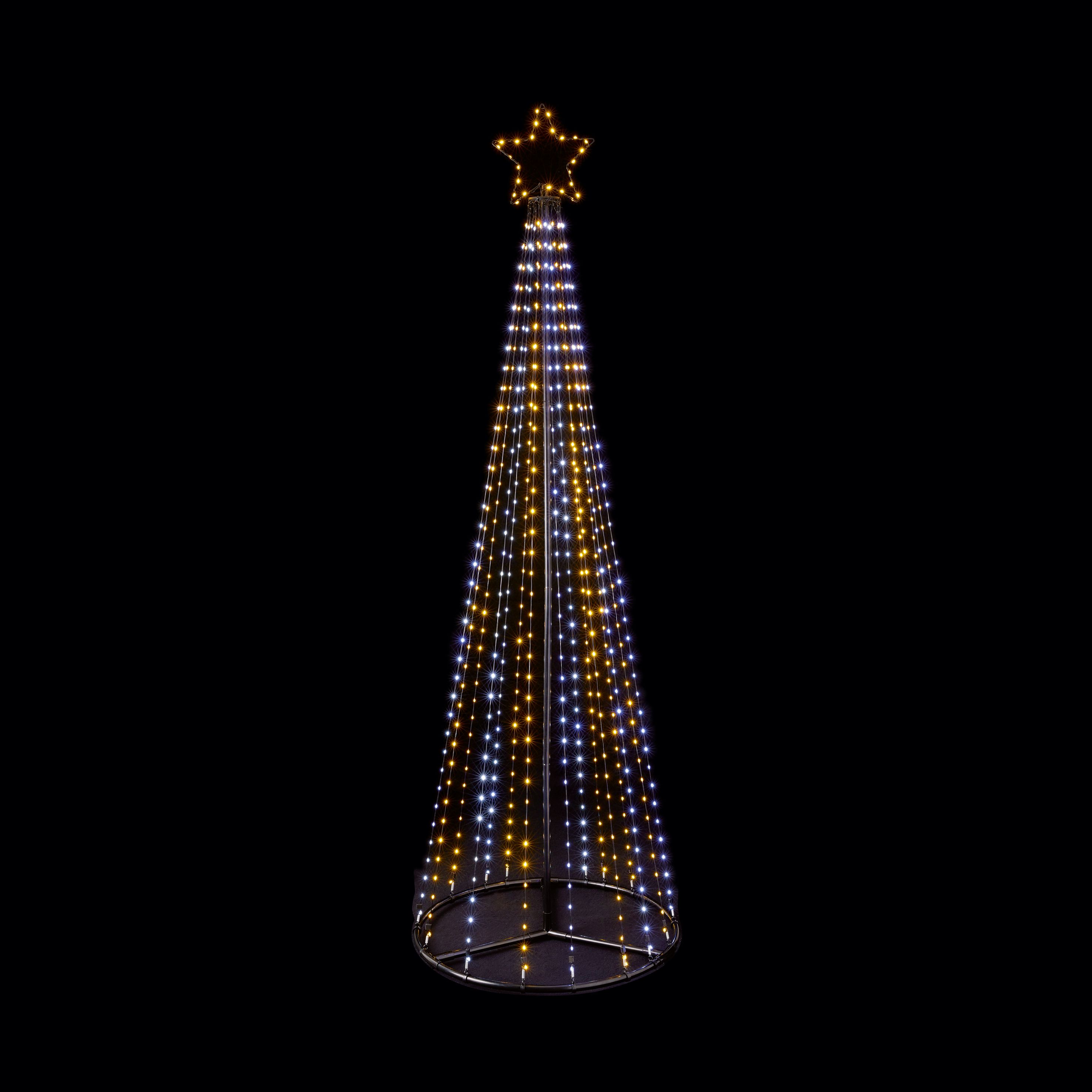 7ft Black Pre-lit Ice white & warm white LED Pyramid Artificial ...