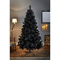 7ft Black tipped Fir Black Hinged Full Artificial Christmas tree