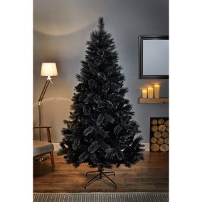 7ft Black tipped Fir Black Hinged Full Artificial Christmas tree