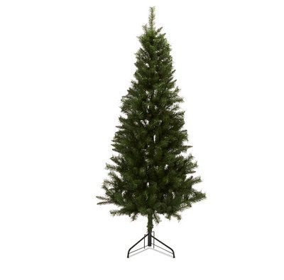 7ft Corner Green Wrapped Slim Artificial Christmas tree | DIY at B&Q