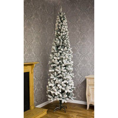 7ft Flocked spruce pine Green Snow tipped effect Wrapped Slim Artificial Christmas tree